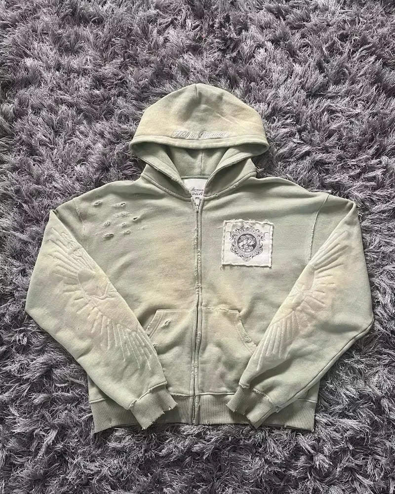 Gothic Wing Zip Hoodie