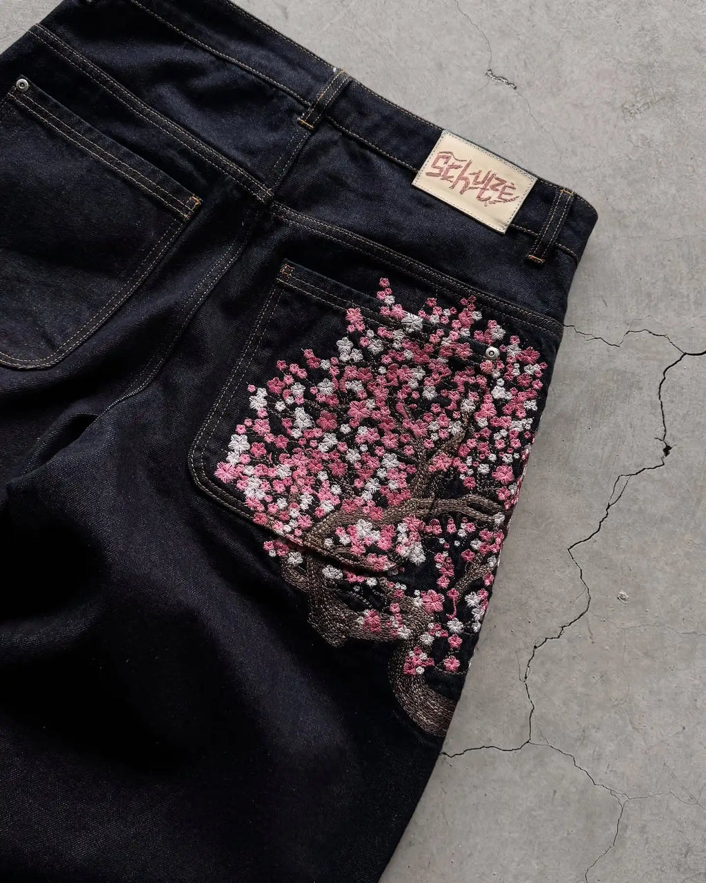 Cherry Blossom Y2K Baggy Jeans