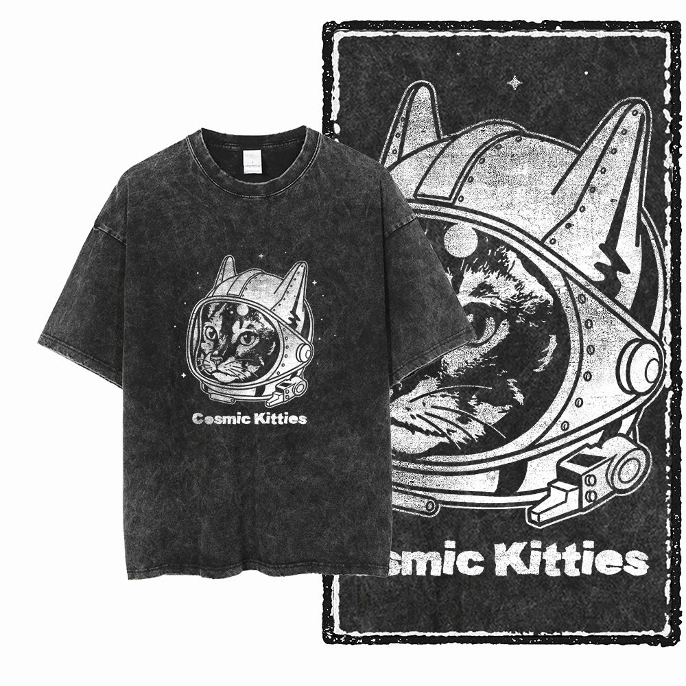 Cosmic Kitties Acid Wash Tee