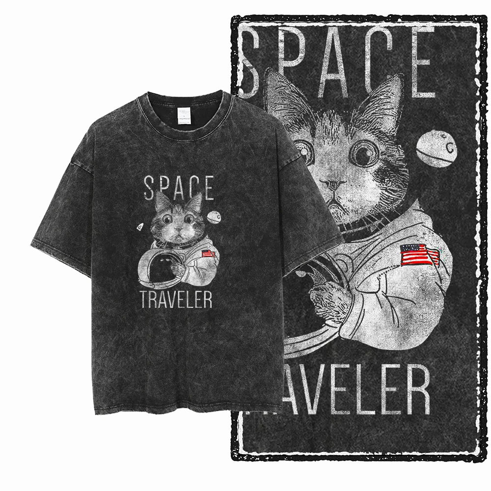 Cosmic Kitties Acid Wash Tee