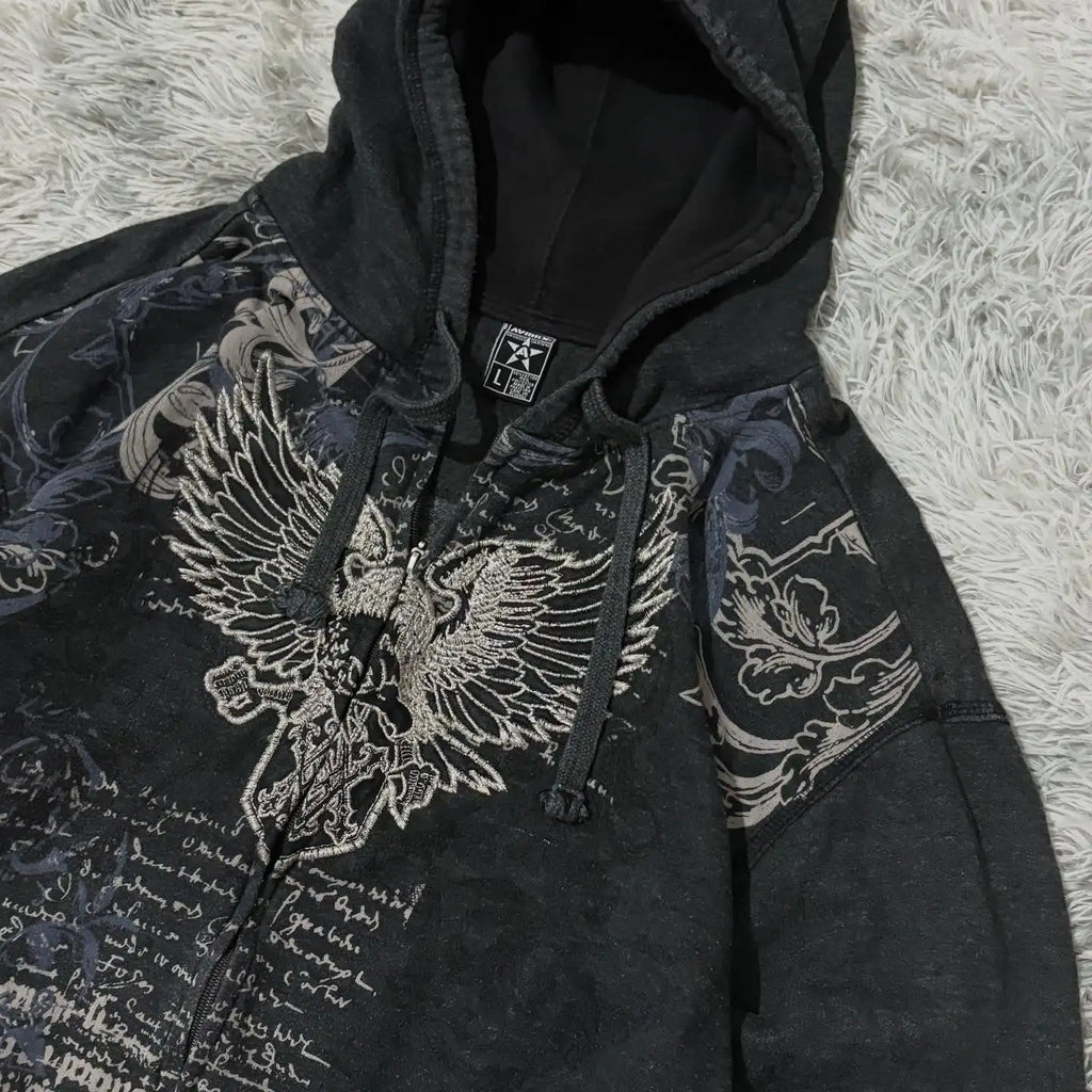 Gothic Wing Zip Hoodie